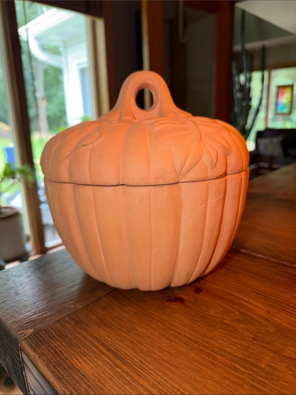 VTG 1998 Terra Cotta Clay Pottery Halloween Jack O Lantern Tea Light Pumpkin 9